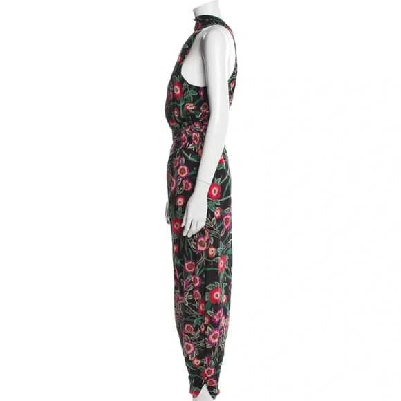 NEW MISA Halter Kora Floral Jumpsuit with Pockets Black Size M - Picture 4 of 11